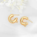 Fashion Brass Plated 14K Gold Letter C Shaped Studs Earring Women's Jewelry Earring Diy Accessories