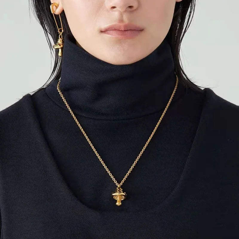 Joolim Jewelry Stainless Steel Mushroom Pendant Necklace Stainless Steel Jewelry