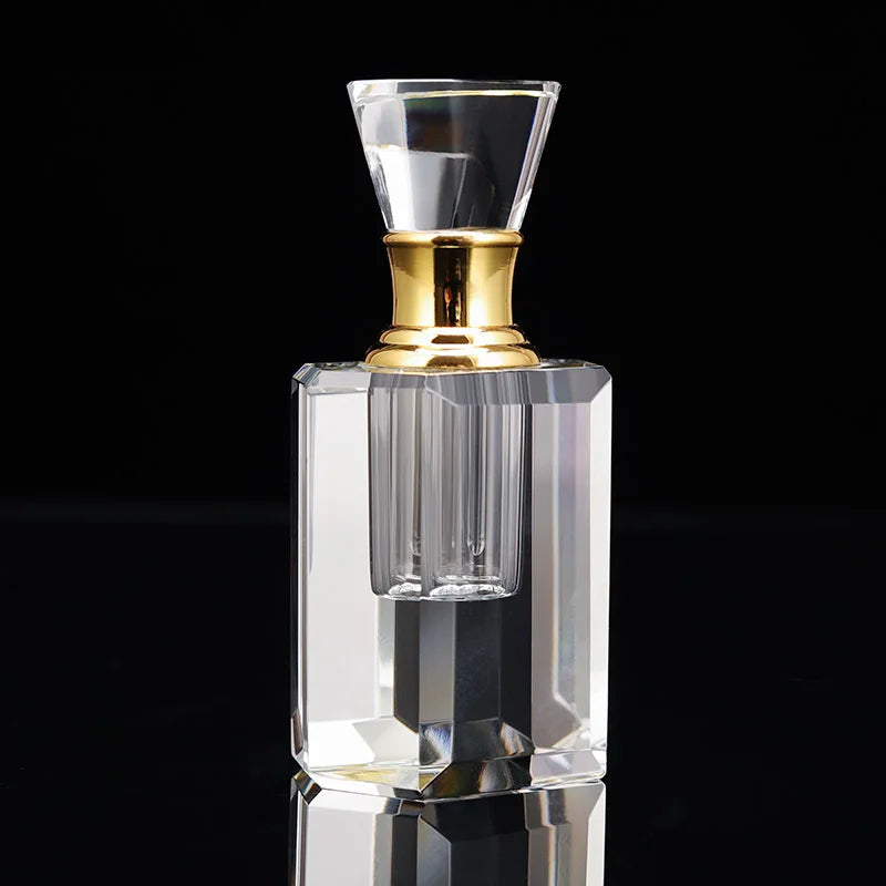 Small Luxury Oil Glass Perfume Bottle Unique Custom Design Square Clear Refillable Empty Box Other Crystal Crafts Product