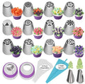 27pc/Set Russian Stainless Steel Pastry Icing Nozzles Decorating Cakes Cake Tips Setscake Piping Set