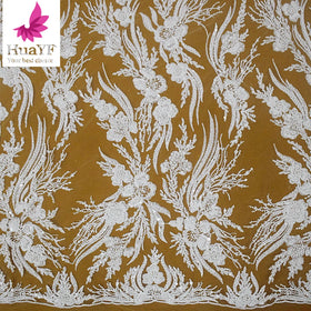 HY2584 New Design Popular White French Wedding Lace With Beads and Sequins for Women Bridal Lace Fabric
