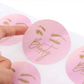 Waterproof Vinyl Pink Round Sticker Gold Foil Embossed Label Custom Logo Candle Labels