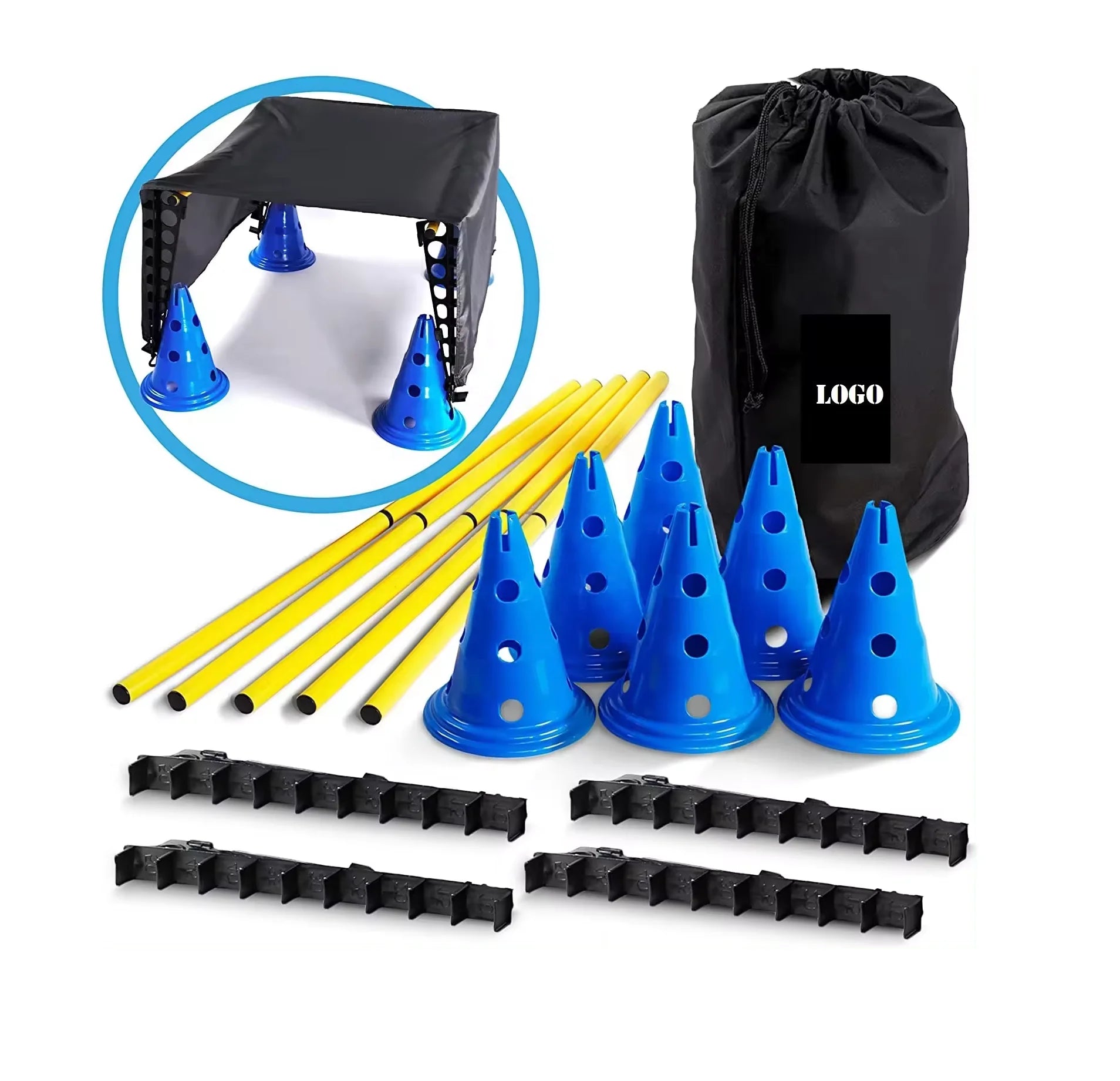 USMILEPET Eco-Friendly Plastic Jump Hurdle Cone Dog Agility Training Set (Five/Seven-Piece) for Pet Training Centers