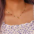 Dreamshow Dainty Acrylic Green Bead Chain 18K Gold Plated Shell Pendant Necklace for Women