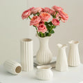 White Ceramic Decorative Flower Vase Handmade Small Home Decor Pottery Flower Vase