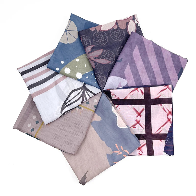 Tudung Bawal Cotton Voile Muslim Custom Ethnic Floral Print Shawl for Women Summer