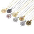 Rotating Spinning Gold Filled Hip Hop Iced Out Micro Zircon Smile Shiny Pendant Colorful Sun Flower Sunflower Necklace