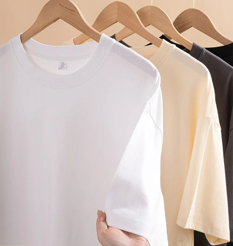 ET-002 Blank 250gsm Adult Tee Custom Logo Low MOQ 100% Cotton Men Oversized T Shirt Regular T-shirt