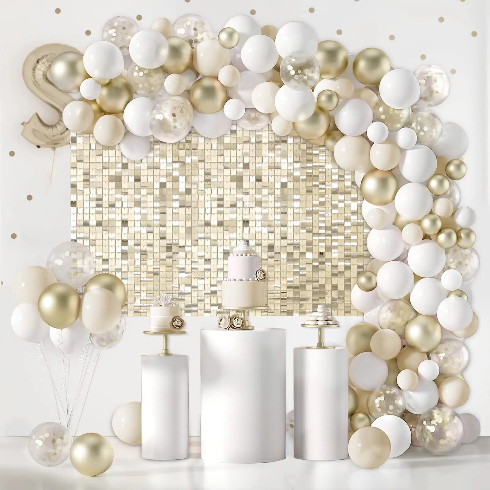 Light Gold Glitter Shimmer Wall Panels for Birthday Anniversary or Wedding Photo Background Backdrops for Party Decorations