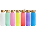 Vesub Wholesale Custom LOGO Sublimation Blanks Color Sports Travel Frosted Glass Jar With Bamboo Lid Glass Water Bottle