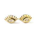 925 Sterling Silver Evil Eye Cute Diamond CZ Stud Earring