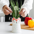 Cute Cartoon  Fox Animal Mini Pots Ceramic Bonsai Suculentas Pot  Kitchen Vegetable Storage