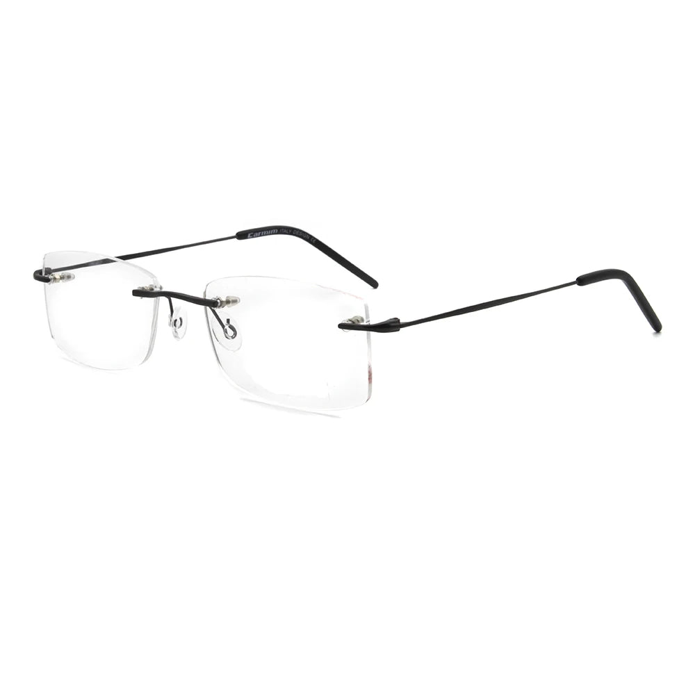 High Quality New Eyeglasses Style Italy Design Rubber Tip Fashion Eyeglasses OEM Square Metal Optical Eyeglasses Frames Rimless
