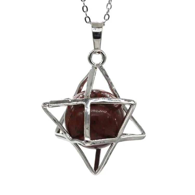 HZ Wholesale Natural Stone Hexagram Merkaba Star Women Pendant Reiki Mahogany Obsidian Crystal Bead Drop Pendants Crystal Stone