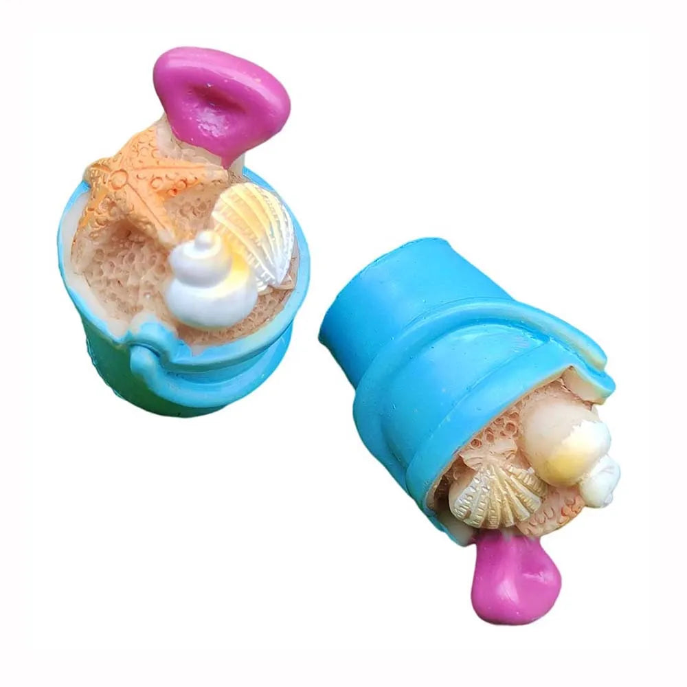 100pcs Mini Happy Summer Seaside Sand Beach Bucket Toy Shell Starfish Bucket Ornament Small Statue Little Figurine Crafts Decor