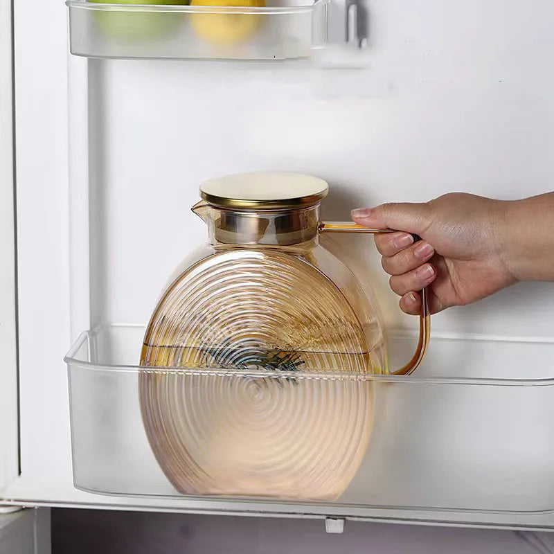 2500ml Heat Resistant Borosilicate Glass Water Tea Pitcher Carafe Jug Pot for Homemade Juice