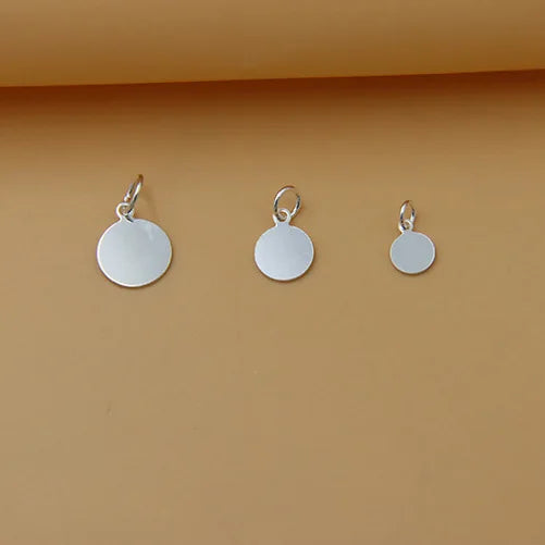 6mm 8mm 10mm Custom 925 Sterling Silver Round Blank Disc Logo Engraved Pendant With Jump Ring for Jewelry Finding