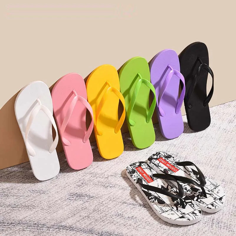 Men's and Women's High-Grade Beach Slippers with Custom Logo Printing - Flip Flops for Outer Wear