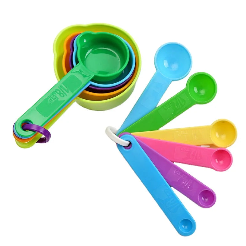 Set of 10 Eco-Friendly PP Multi-Color Plastic Measuring Cups and Spoon Convenient and Versatile Kitchen Tools