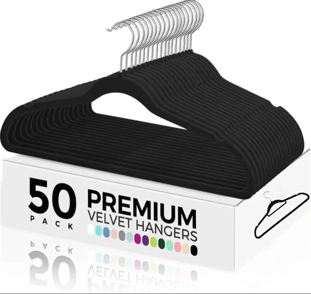 Best Seller 50 Packs Velvet Hanger Space Save Non-slip ultra Thin Flocked Hanger Supermarket