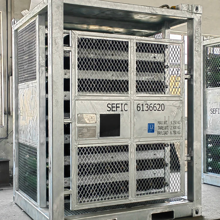 DNV 2.7-1 Offshore Bottle Rack Gas Cylinder Rack Oxygen Gas Cylinder Bundle 8x8 64units Cylinder