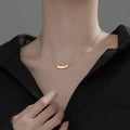 Stainless Steel Platinum Plated Link Chain Necklace Women Princess Cut Water Drop Clavicle Style Trendy Fashionable Light Star