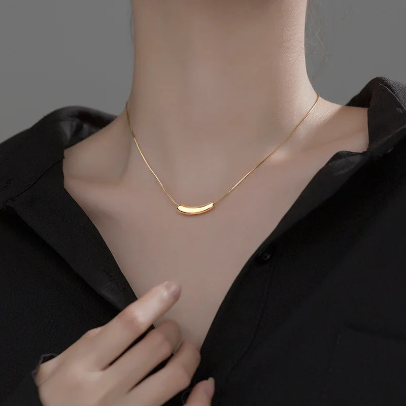 Stainless Steel Platinum Plated Link Chain Necklace Women Princess Cut Water Drop Clavicle Style Trendy Fashionable Light Star