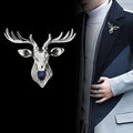 Retro Metal Elk Brooch Pin Animal Deer Head Brooch Corsage Suit Coat Lapel Pins for Men Jewelry Accessories (KBL159)