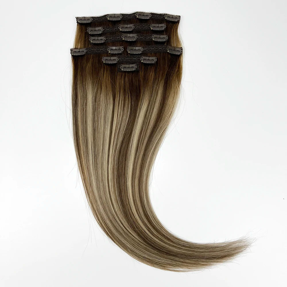 Remy Human Hair Clip in Extensions 7-12 Piece Set Lace Clip in Hair