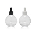 1 oz Heavy Wall Thick Bottom Frosted pink clear Color Round Ball Shape Serum Glass Dropper Bottle for Essential Oil 30 ml