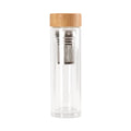 Portable Tea Cup with Infuser Bamboo Lid Heat Resistant Double Wall Glass Tea Bottle