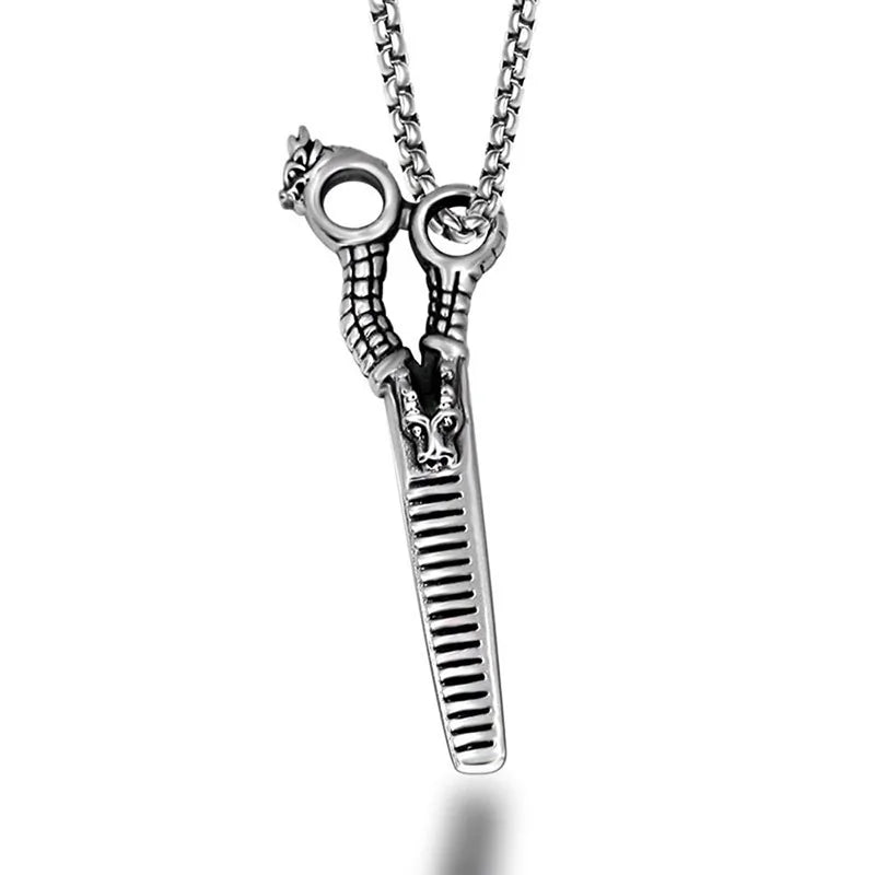 Manufacturer Custom Retro Personality Stainless Steel Casting Pendant Scissors Jewelry Men's Necklace Faucet Scissors Design