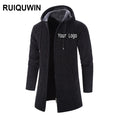 RUIQUWIN Wholesale Men's Windproof Warm Trench Coat 2026 High-Quality Hooded Zipper Long Casual Winter Outdoor Jacket