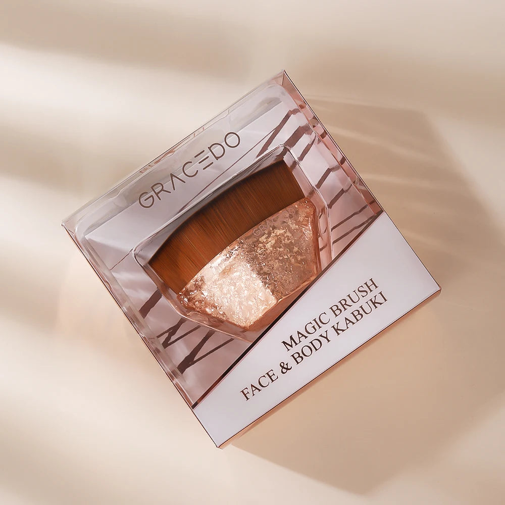 Gracedo Kabuki Brush Makeup Large Kabuki Brush Dense Gold Kabuki Brush