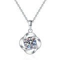 925 Sterling Silver Fine Jewelry 1-Carat Moissanite Four Leaf Clover Pendant Necklace for Women