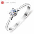 GIGAJEWE EF VVS1 0.3ct 4mm Moissanite Ring 925 Silver Gemstone Ring with Diamond Test Passed