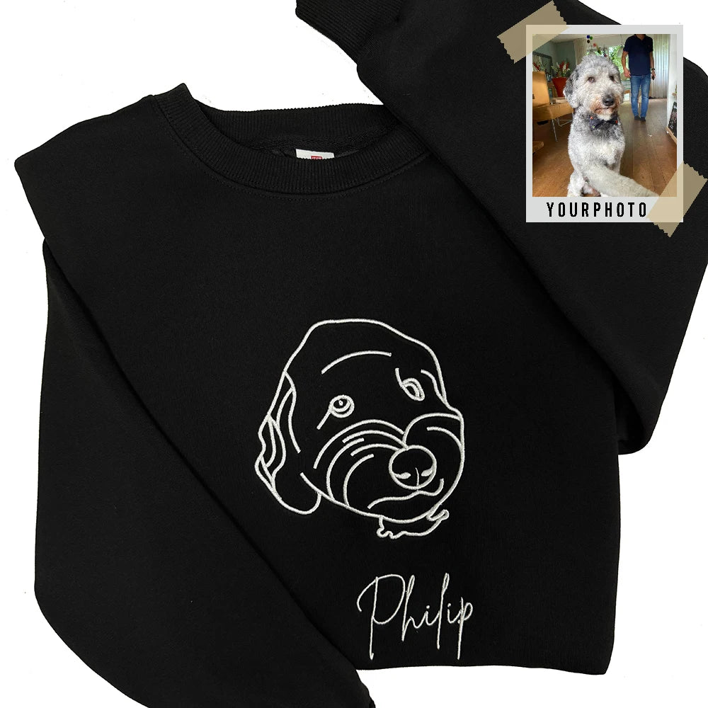 Personalized Gift for Mom Custom Dog Cat Lover Face Embroidered Sweatshirt Pet Hoodie