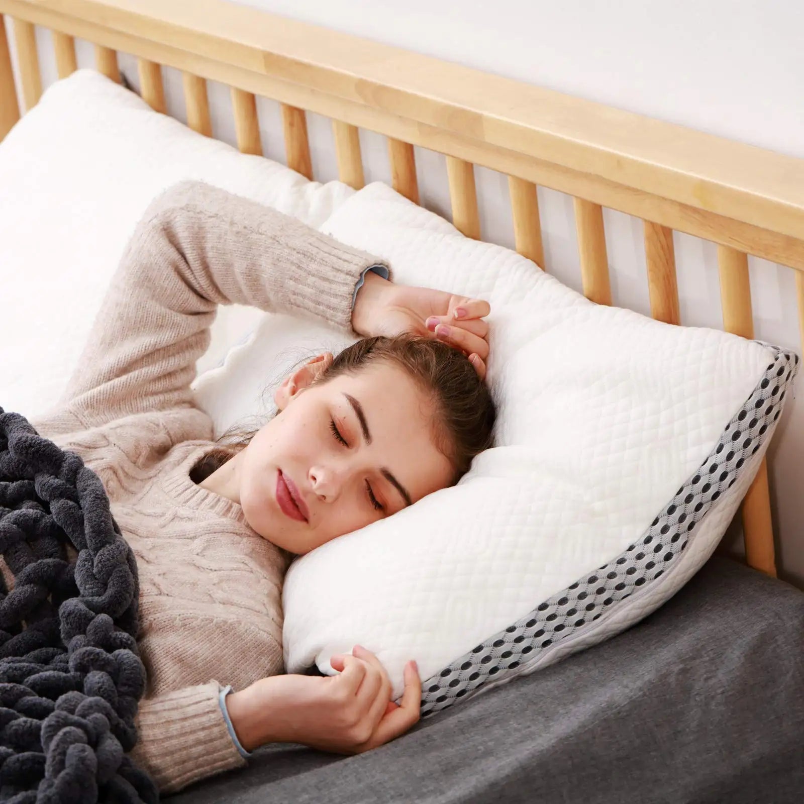 20\"x36\" Geometric Pattern Orthopedic Bamboo Fabric Neck Support Memory Foam Pillow Machine Washable Cover Included