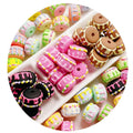 Cute Hand Painted Acrylic Cake Beads Handmade DIY Material Accessories Mobile Phone Chain Pendant Loose Beads
