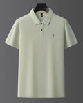 Men's High-End 220g Hexagonal Bead Mercerized Cotton for  Shirt Turn-Down Collar Short Sleeves Embroidered Paul Logo Solid