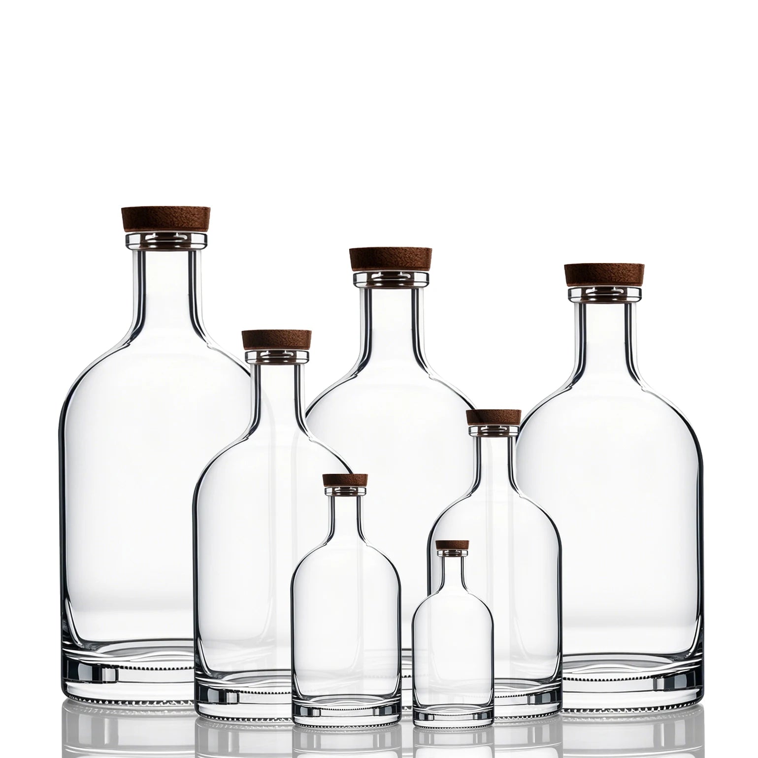 500ml Custom Matt Black Printing Logo Gin Vodka Glass Bottle Classic Round Nordic Whisky Tequila Rum Bottle With Cork