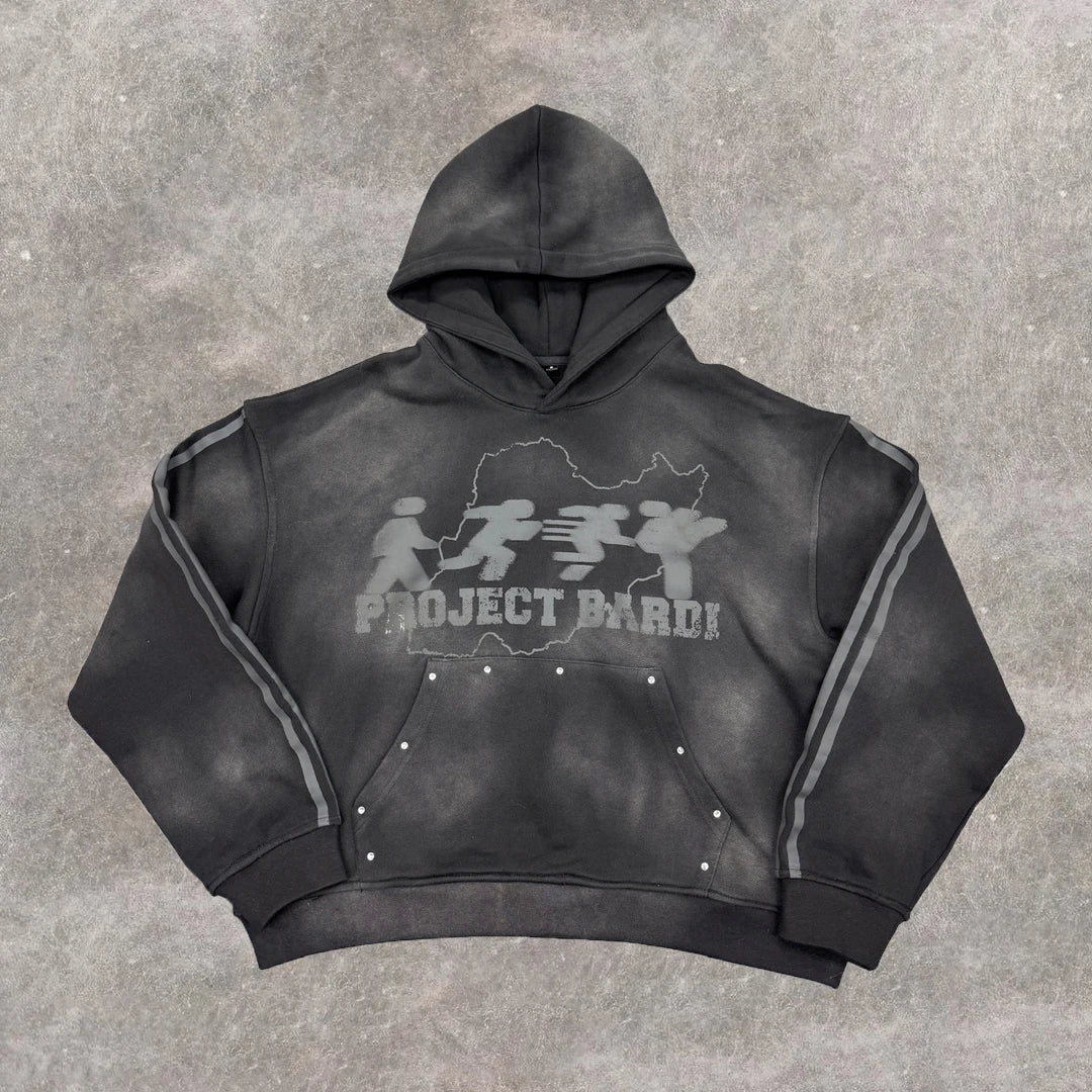 Custom Cotton No String Graphic Heavyweight Distressed Patch Cut and Sew Vintage Streetwear Acid Washed Sun Fade Hoodie