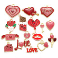 16 Styles Enamel Heart Charms Valentine's Day Pendants for DIY Jewelry Making Party Gifts Supplies Accessories W379