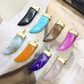 Wholesale Bulk Wolf Claw Tooth Shape Rose Quartz Pendant Carved Horn Charm Agate Blue Turquoise Black Obsidian for Men Women