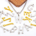 Trendy 18K PVD Gold Plated Stainless Steel Letter charms Shiny Waterproof Alphabet for DIY Necklace Jewelry