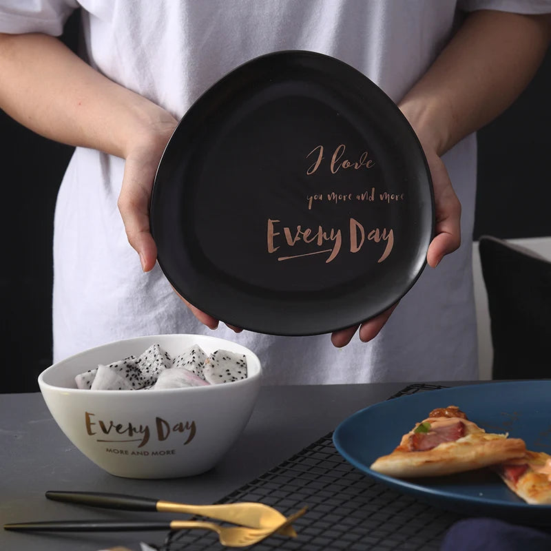 Wholesale Tableware Set Restaurant Party Home Dinner Salad Bowl Christmas Porcelain Ceramic Plate Dinnerware Set