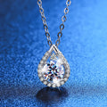 Micro-set Moissanite Simple Fashion Charm Jewelry S925 Silver Drop-shaped Minimalistic Moissanite Pendant Necklace