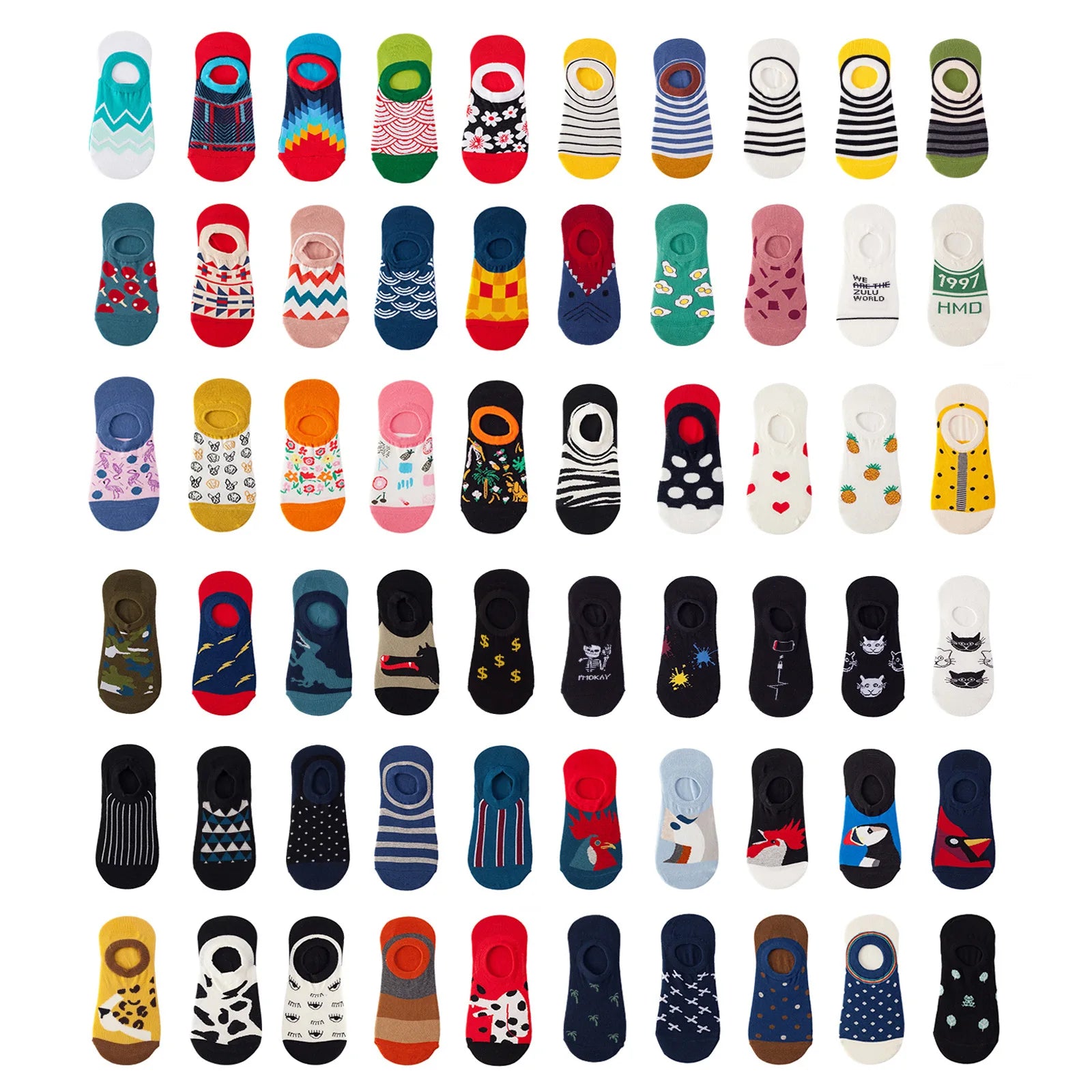 Comfortable Moisture Wicking Running Athletic Cartoon Low Cut Womens No Show Polyester Socks