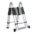 4.4m Industrial Combination Ladders 14-step 1.3mm Thick Multi-purpose Folding Aluminium Telescopic Ladder EN131-6 150kg Capacity