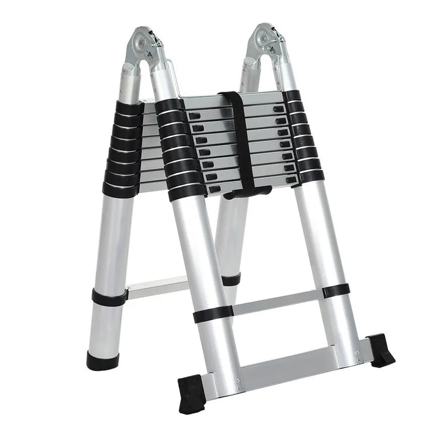 4.4m Industrial Combination Ladders 14-step 1.3mm Thick Multi-purpose Folding Aluminium Telescopic Ladder EN131-6 150kg Capacity